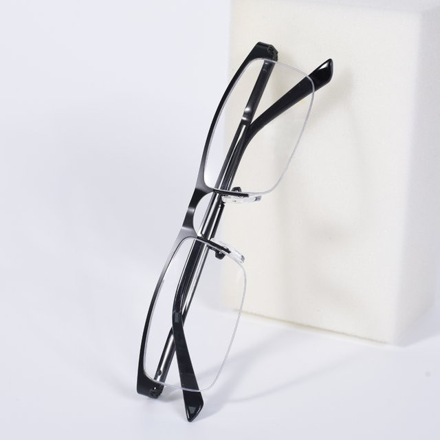 Lesebrille, Halbrahmen, Quadrat, Metall, Schwarz, Männer, Blaulichtfilter, +1,25 - Bild 1