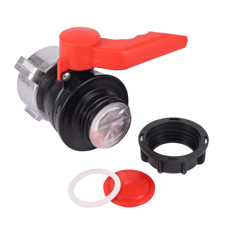 Adhere To Fly Kugelhahn mit 60 mm Gewinde und Stützadapter für IBC-Tank Auslassventil - Bild 4