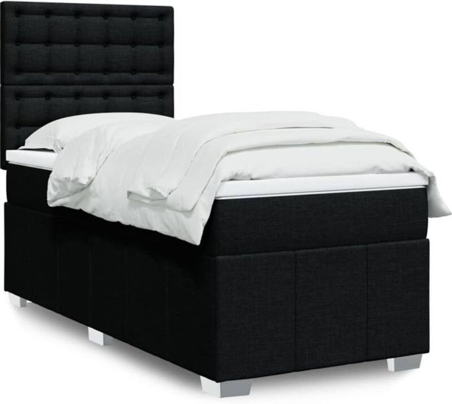 vidaxl Boxspringbett mit Matratze aus Stoff in Schwarz B/T/H: 100 x 200 cm - Bild 1
