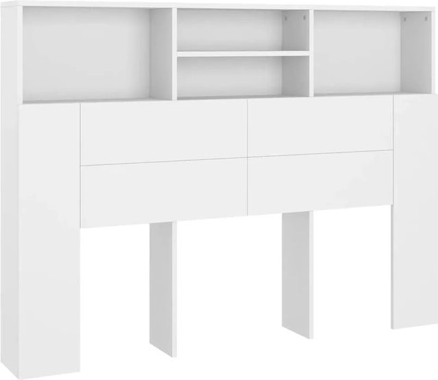 vidaXL Kopfteilschrank Weiß mit integriertem Regal für das Schlafzimmer, B/T/H: 140 x 19 x 103,5 cm - Bild 1