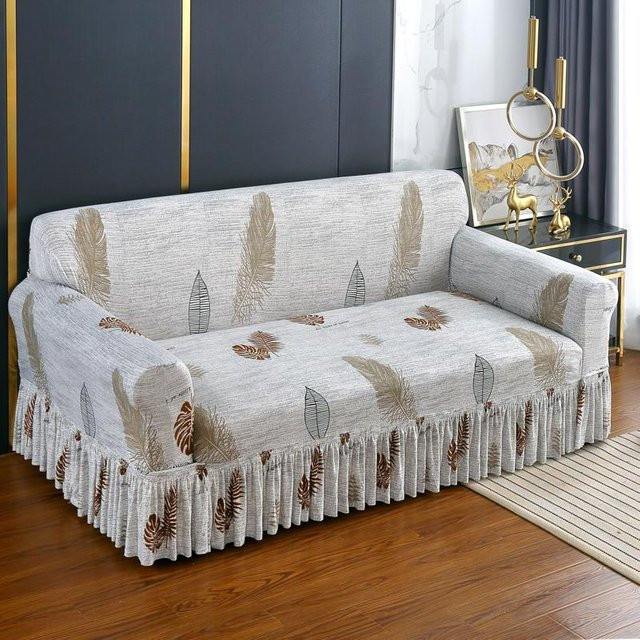 Yiran elastischer Sofa Schonbezug mit Rock und Blumenmuster aus Polyester - Bild 1