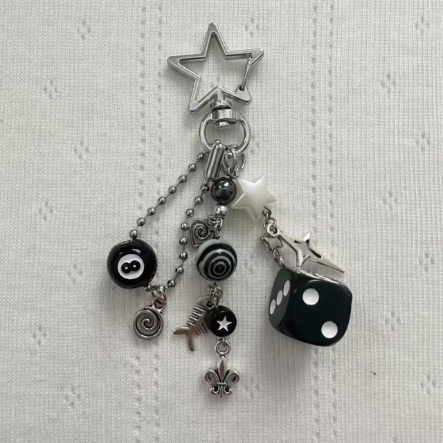 Rd lala Schlüsselanhänger, Schwarz, Perle, Silber, Unisex - Bild 1