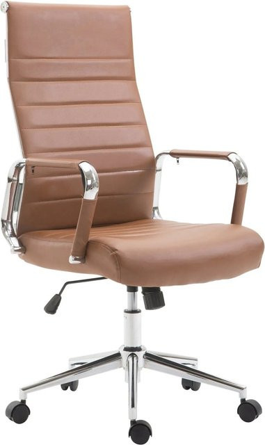 DELUKE SONOD Ergonomischer Bürostuhl in Hellbraun mit Rollen und Höhenverstellung aus Kunstleder - Bild 1