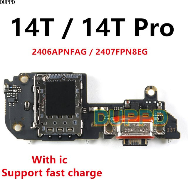 Xiaomi 14T Pro USB-C Ladeflexkabel mit Mikrofon-Dock Connector in Schwarz - Bild 1