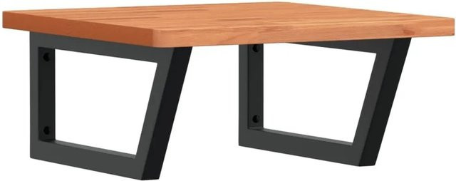 vidaXL Waschbeckenregal zur Wandmontage aus Stahl und Massivholz Buche in Braun-Schwarz - Bild 1
