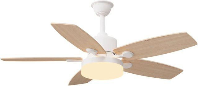 PXloue Deckenventilator mit LED-Licht und DC Motor in Naturholz, 42 Zoll, mit Fernbedienung und Timer, Farbe: Braun - Bild 1