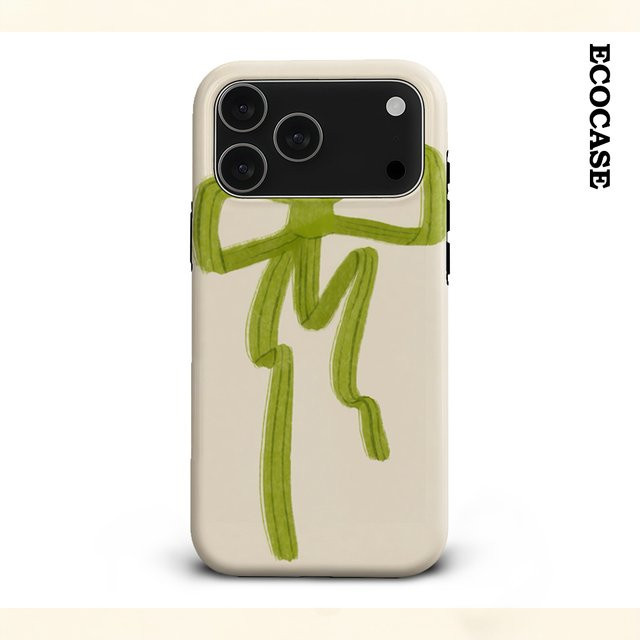 Grüne Handyhülle mit Schleifen-Illustration für Apple iPhone Modelle, doppelschichtige Rückseite - Bild 1