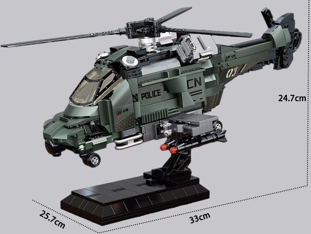 Militärischer Angriffshelikopter, Modellbausteine, 832 Teile, ab 6 Jahren - Bild 1