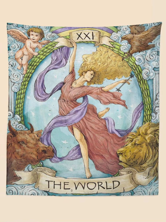 VIKAMA The World Tarot-Karten Wandteppich mit mystischer Grafik in Multicolour - Bild 2