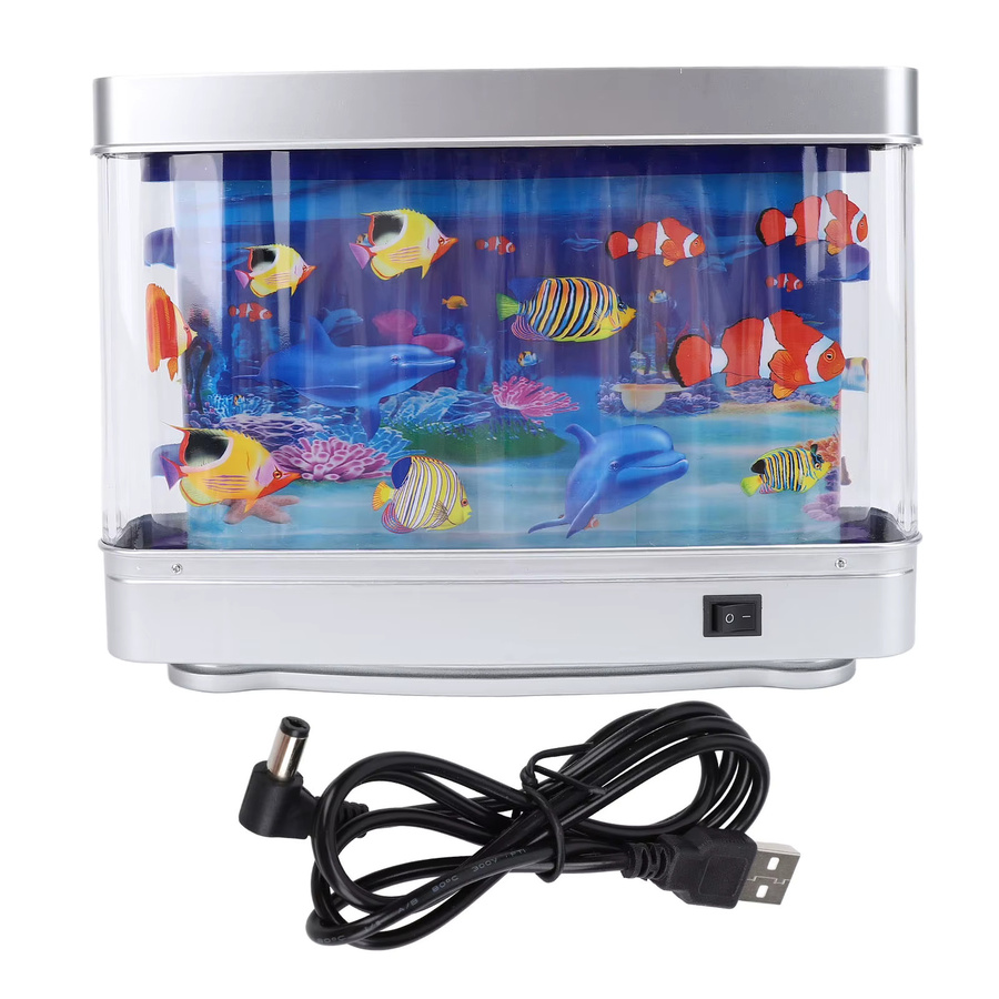 Dekorative Mini-Aquarium-Nachtlicht mit beweglichem Fisch, USB-betrieben, Mehrfarbig, Transparent, B/T/H: 22,5 x 7,0 x 30,0 cm - Bild 2