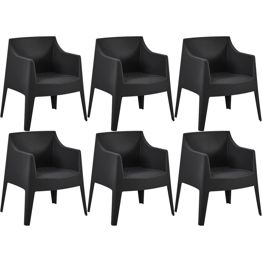 DELUKE Gartenstuhl HENRI 6er Set, Stapelbare Loungestühle aus Polypropylen, Schwarz Matt, B/T/H: 73 x 57 x 78 cm - Bild 2