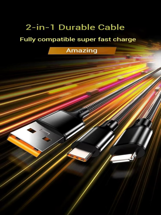Setolgh 2-in-1 USB-A zu USB-C, Lightning und Micro USB Schnellladekabel für iOS und Android Geräte - Bild 6