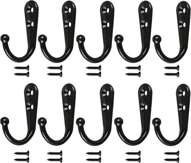 Yiran Furniture 10er Set Wandhaken aus Zinklegierung in Bronze und Schwarz zur Wandmontage im Vintage-Stil - Bild 1