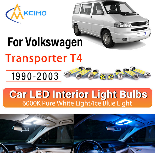 LED-Innenbeleuchtungs-Set für Volkswagen Transporter T4 1999-2003 in Weiß und Blau für Innenraum, Karte, Tür und Courtesy-Licht - Bild 1
