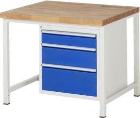 Rau Werkbank höhenverstellbar mit 3 Schubladen, B: 100 cm, T: 90 cm, H: 84-104 cm - Bild 1