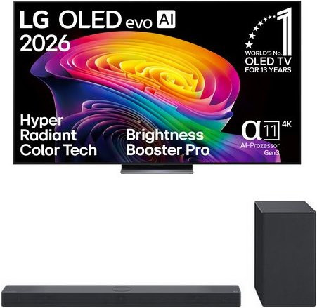 LG OLED evo AI TV OLED83C69LB 210 cm (83 Zoll) 4K Ultra HD Smart-TV mit Soundbar und Subwoofer, Schwarz - Bild 1