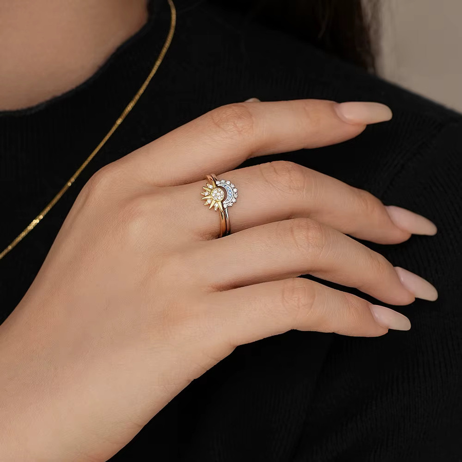 YILUOCD Ring-Set 925 Silber, Zirkonia, Unisex - Bild 2