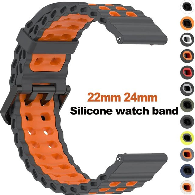 CHIICSMART Uhrenarmband Silikon, Schwarz, 22mm 24mm - Bild 1