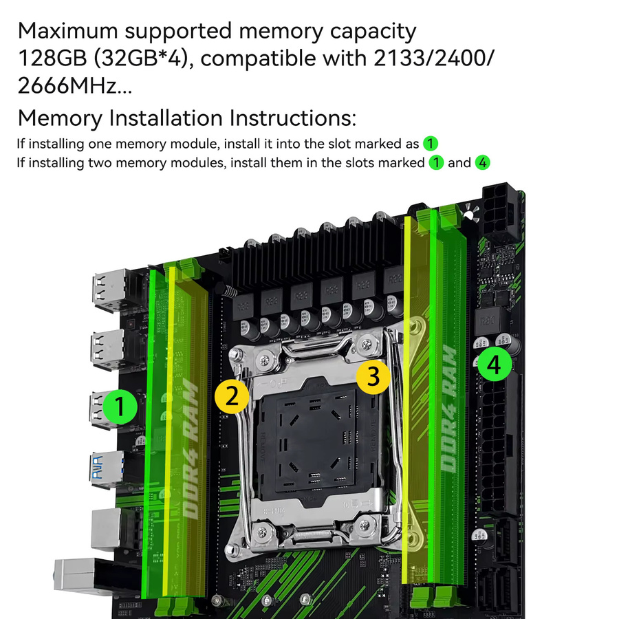 Machinist X99 PR9 Motherboard in Schwarz mit LGA 2011-3 Sockel, Unterstützung für Intel Xeon E5 V3 & V4 CPUs, DDR4 RAM und NVME M.2 Slot sowie TPM2.0 - Bild 2