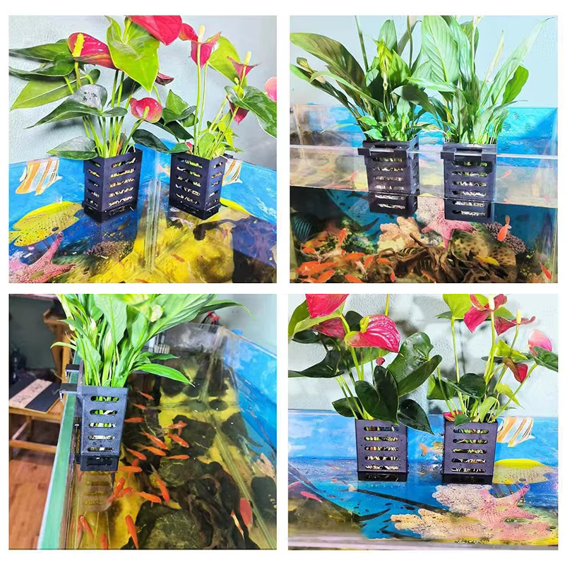 WHPHous Hängender Aquarium-Pflanzenhalter in Schwarz aus Kunststoff für Aquascape-Dekorationen - Bild 3
