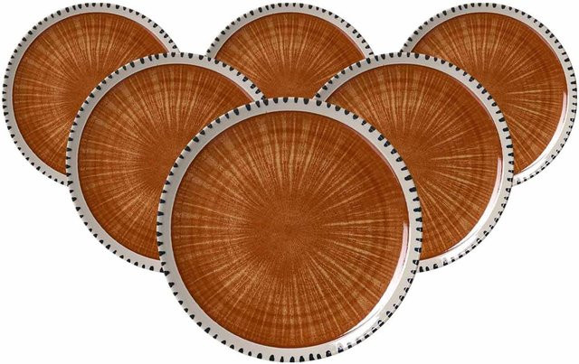 Ritzenhoff & Breker Speiseteller Natura aus Steinzeug, Braun, 6er Set, Durchmesser: 26 cm - Bild 1