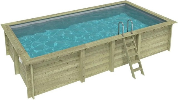 ALTANKA Holzpool Aqua rechteckig in Grau mit einzubetonierendem Profil, B: 700 cm, T: 375 cm, H: 145 cm