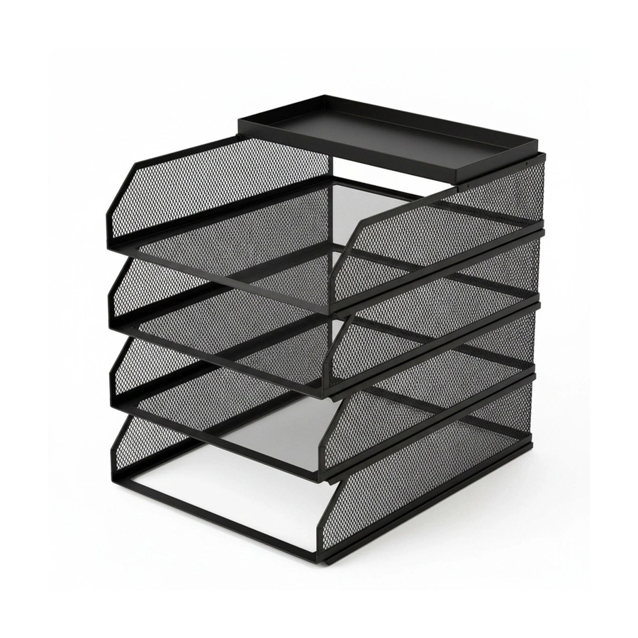 Relaxdays Briefablage aus Metall mit 4 Fächern für A4, Schwarz, B: 31 cm, T: 25 cm, H: 32 cm - Bild 2