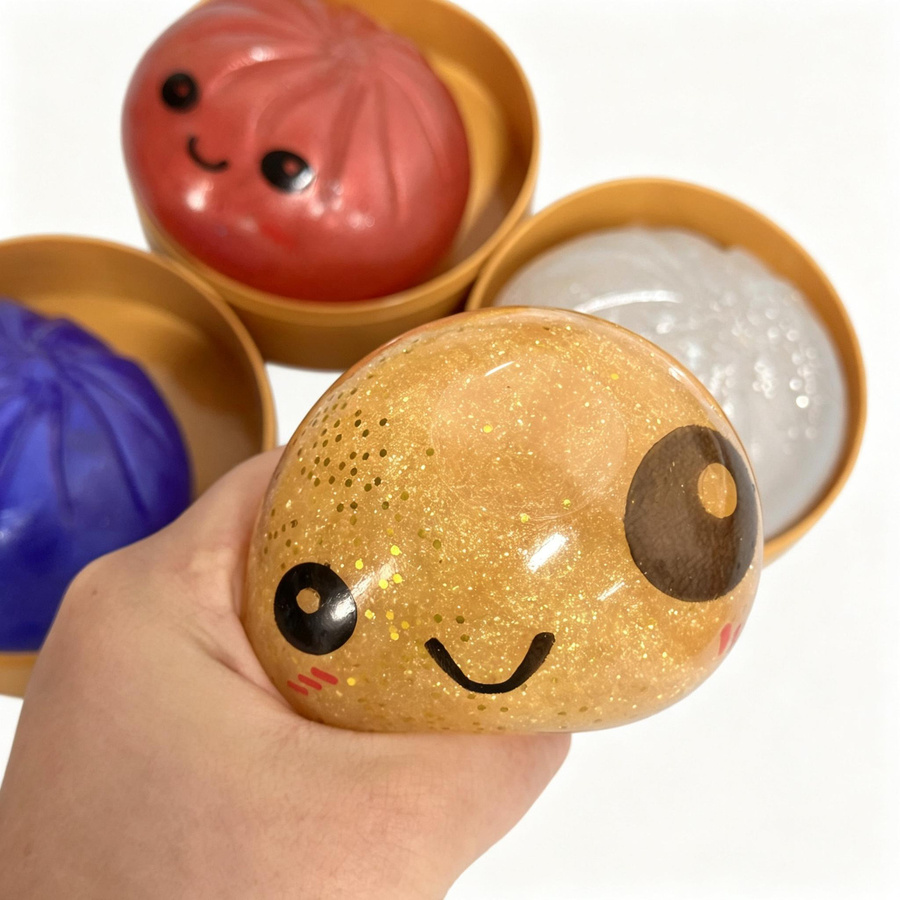 Discover Intime Glitzer Knödel Squishy mit Dampfgarer, roter Sensorischer Ball - Bild 3