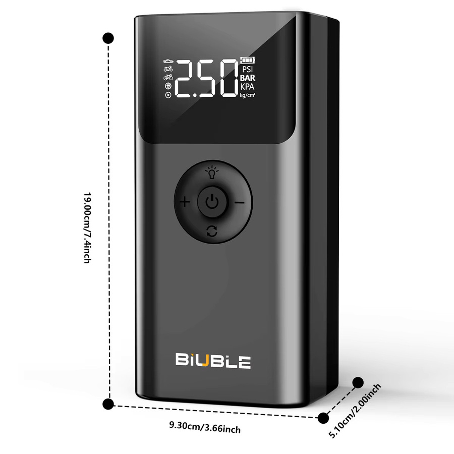 BIUBLE 8000A PEAK Auto-Notstarter mit tragbarem Luftkompressor und 150PSI digitalem Reifendruckmesser, 26800mAh Hochleistungsakku und 3-Modus-LED-Taschenlampe, Schwarz - Bild 4
