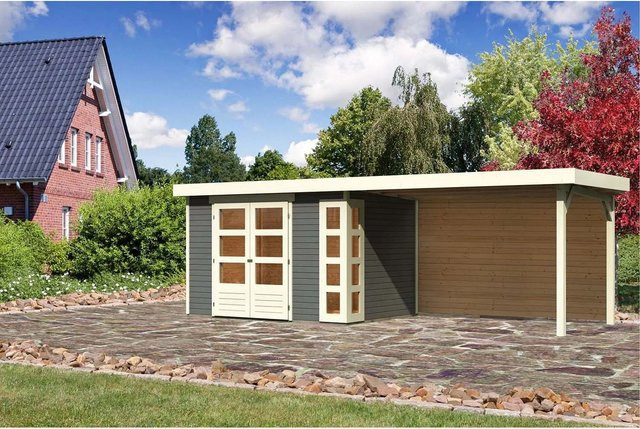 Karibu Holz-Gartenhaus Sölve in Terragrau mit Flachdach und modernem Design, B: 298 cm, T: 213 cm, H: 211 cm - Bild 1
