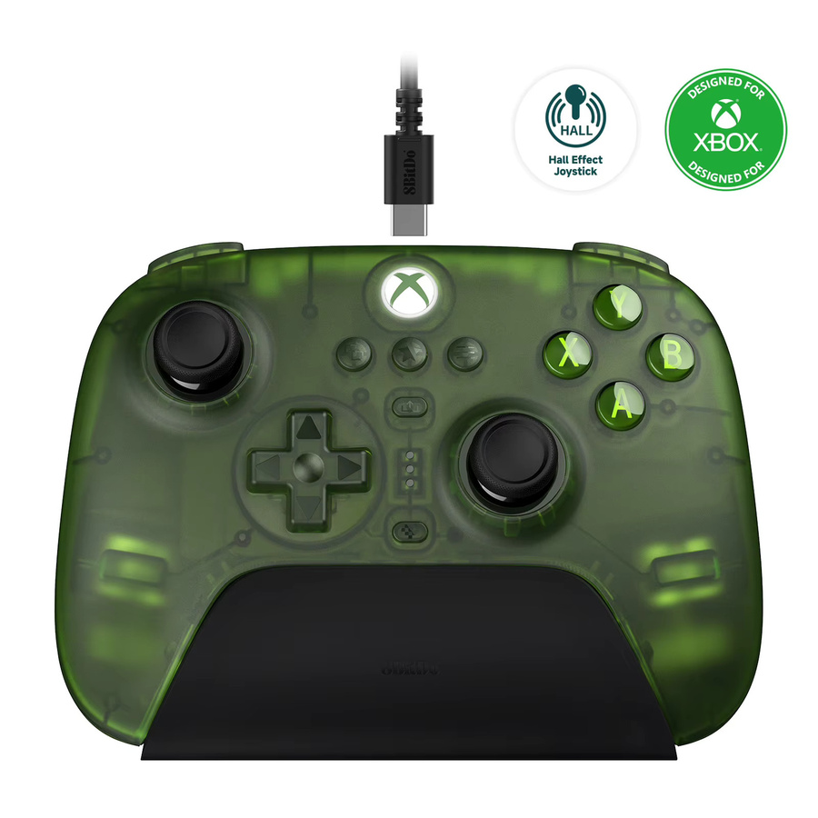 8BitDo Ultimate 3-Modus-Controller Gamepad mit Hall-Effekt-Joysticks in Weiß-Grün für Xbox Series X S, Xbox One, PC Windows 10 11 und Android - Bild 4