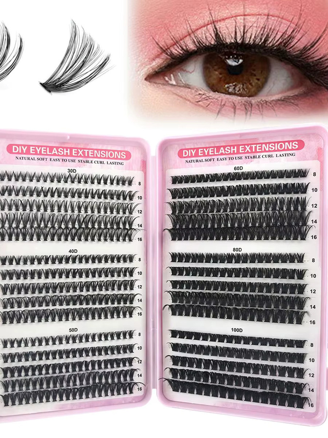 CNDK Wimpern-Cluster-Set, 8-12mm, D-Curl, Natürlich, Unisex - Bild 4