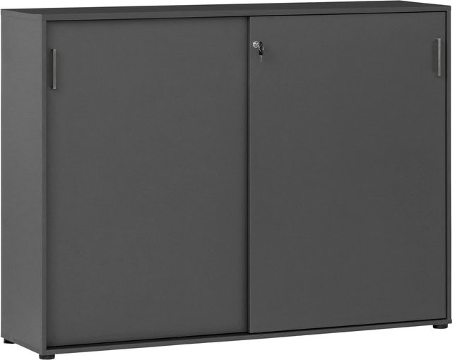 Schildmeyer Aktenschrank Serie 1500 Anthrazit mit Schiebetüren und Schloss B/T/H: 119,3 x 41,0 x 160,2 cm - Bild 1