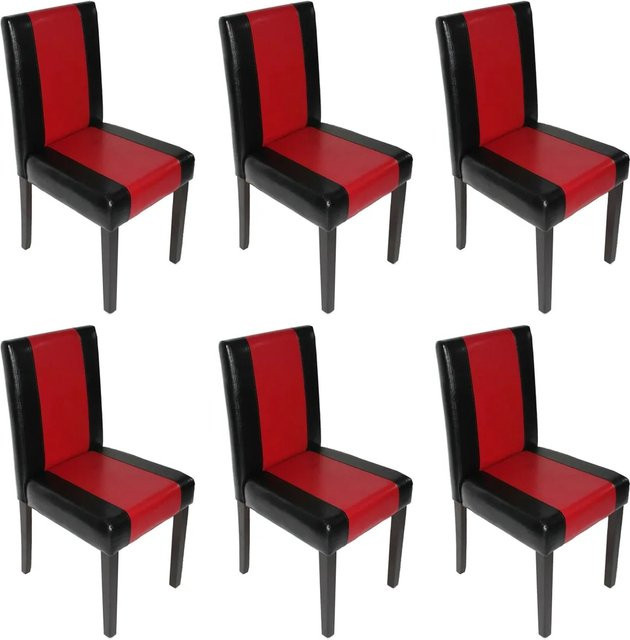 6er-Set MCW Esszimmerstuhl Littau aus Kunstleder in Schwarz-Rot mit dunklen Beinen - Bild 2