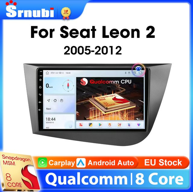 Srnubi 2 DIN Wireless Carplay Android Autoradio mit GPS für Seat Leon 2 MK2 2005–2012 Multimedia Player Stereo Head Unit in Schwarz - Bild 1