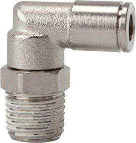 Riegler L-Steckverschraubung metallica, drehbar, Messing, Farbe: Silber, R 1/4 a., Schlauch-Ø 6 mm - Bild 1