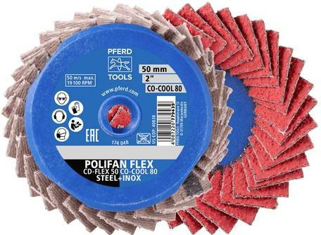 PFERD COMBIDISC CD-FLEX 50 CO-COOL Schleifscheiben-Set für Metall, Durchmesser: 50 mm, Körnung: 120, 10 Stück, Multicolor - Bild 1