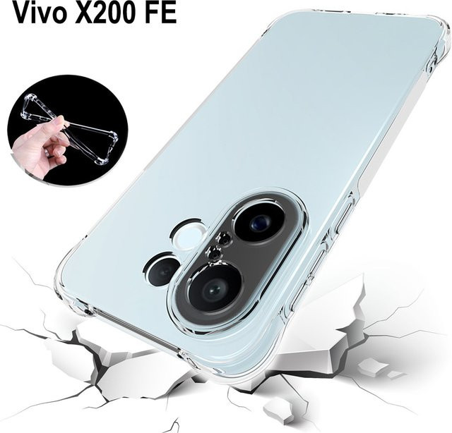 Vivo X200 FE V2503 Hülle, transparente Silikon TPU Handyhülle mit Airbag-Luftkissen-Schutz für Vivo X200 FE X200FE 5G - Bild 1