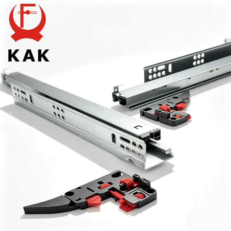 KAK Untergebaute Schubladenschienen mit Soft-Close-Funktion und Push-to-Open Mechanismus, 2 Stück/1 Paar, Silber, Tragkraft: 25 kg - Bild 3