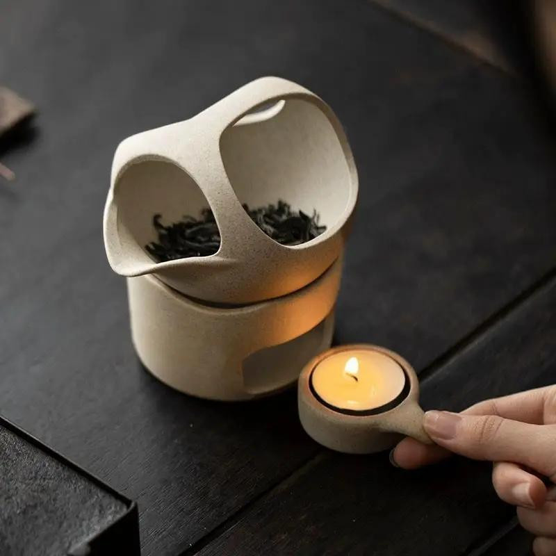 Japanischer Retro-Teewärmer aus Keramik als 3-in-1-Räuchergefäß für ätherische Öle und Kung-Fu-Teeröster mit Tealight-Halterung - Bild 1