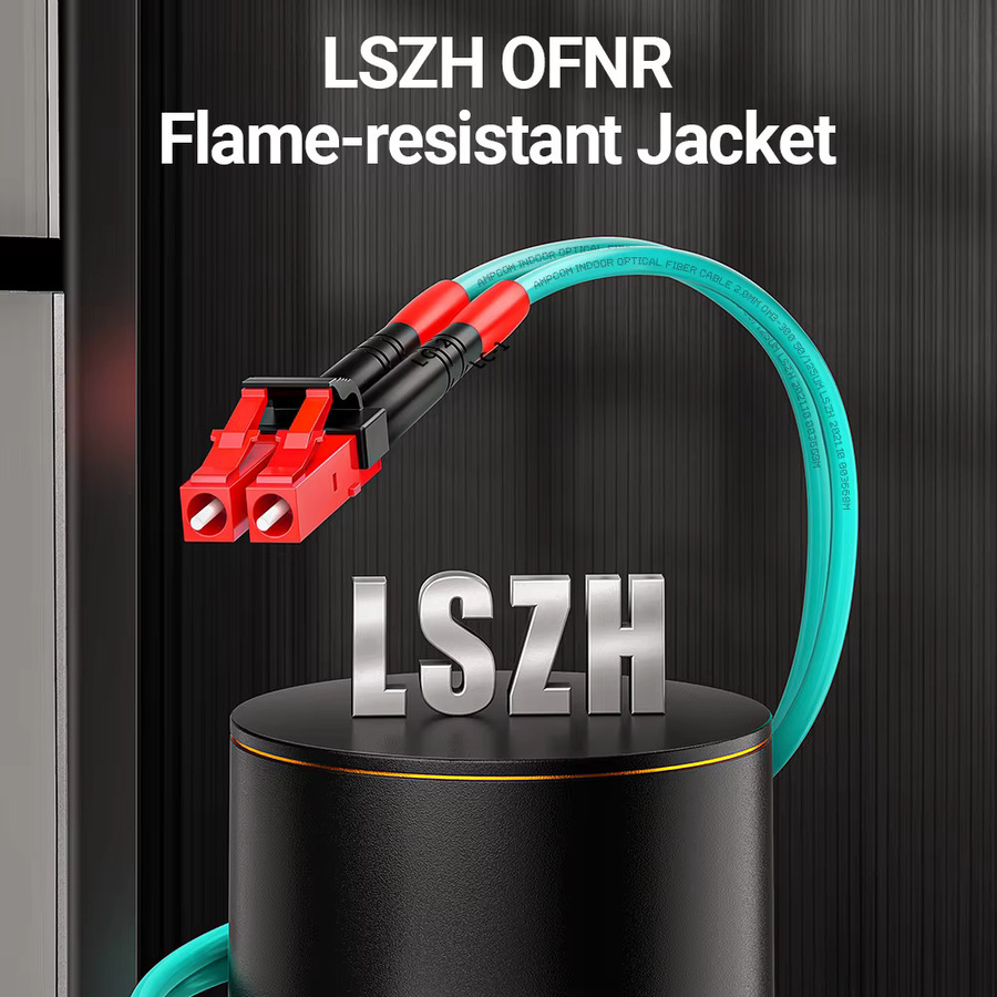 AMPCOM Glasfaser-Patchkabel LC auf LC UPC OM3 Multimodus-Duplex 50/125 μm LSZH OFNR - Bild 2