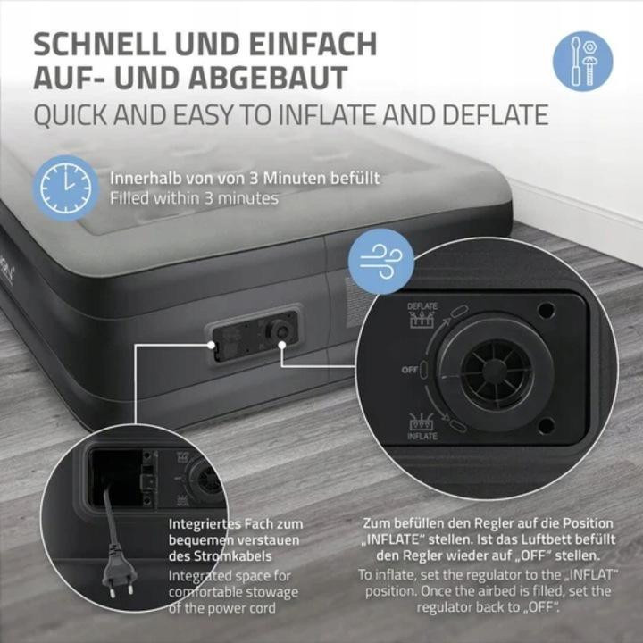 Sehr stabile aufblasbare Doppelmatratze mit integriertem Bettgestell und Pumpe - Bild 6