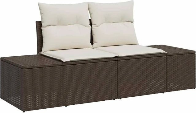 vidaXL Gartensofa aus Poly-Rattan mit Kissen in Braun, B/T/H: 184 x 62 x 69 cm - Bild 1