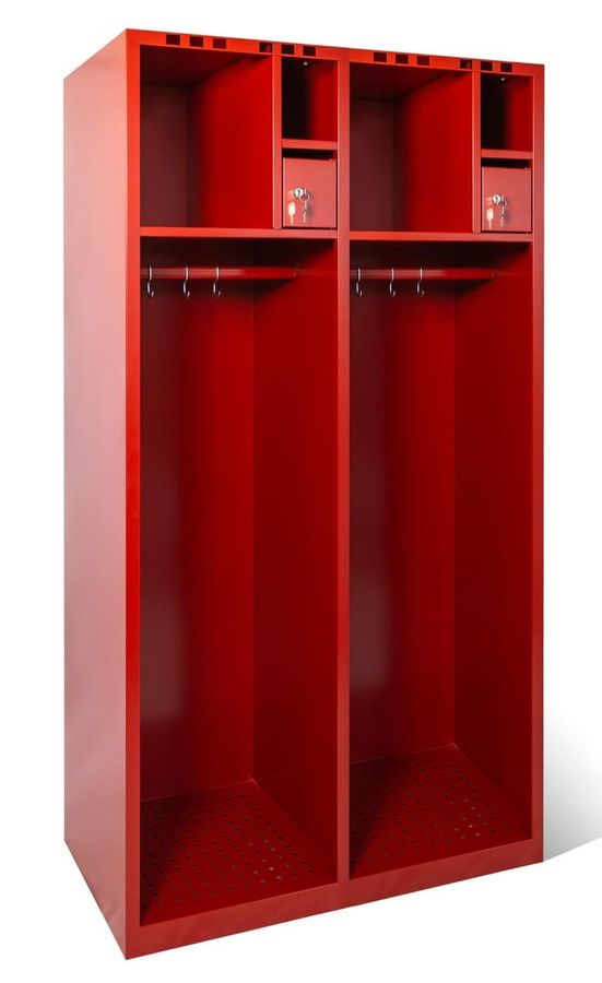 Feuerwehrspind Champion von BIGBOXX in Rot aus Metall mit Schwenktüren und offener Ablage - Bild 1