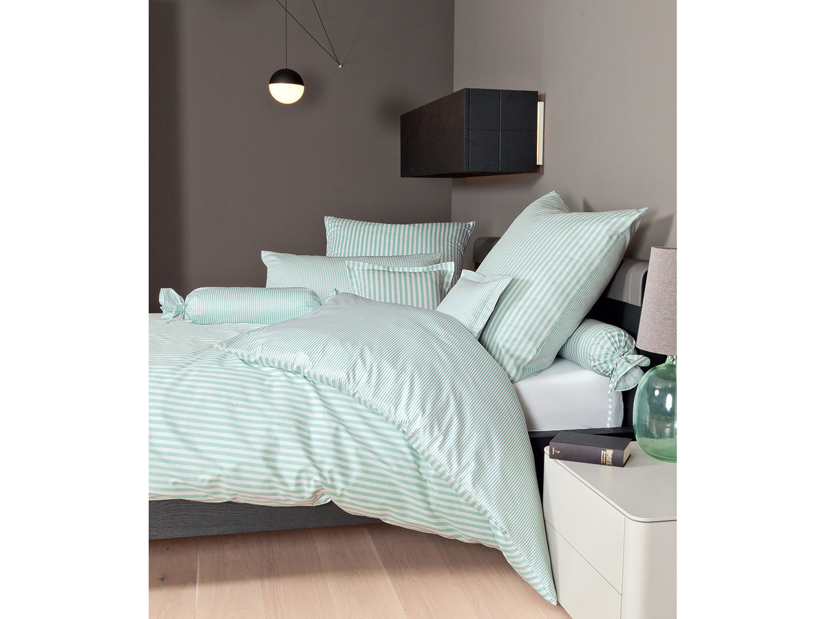Janine Bettwäsche Modern Classic aus Mako-Satin, gestreift, Grün, B/H: 155 x 220 cm, Kissen: 40 x 80 cm - Bild 2