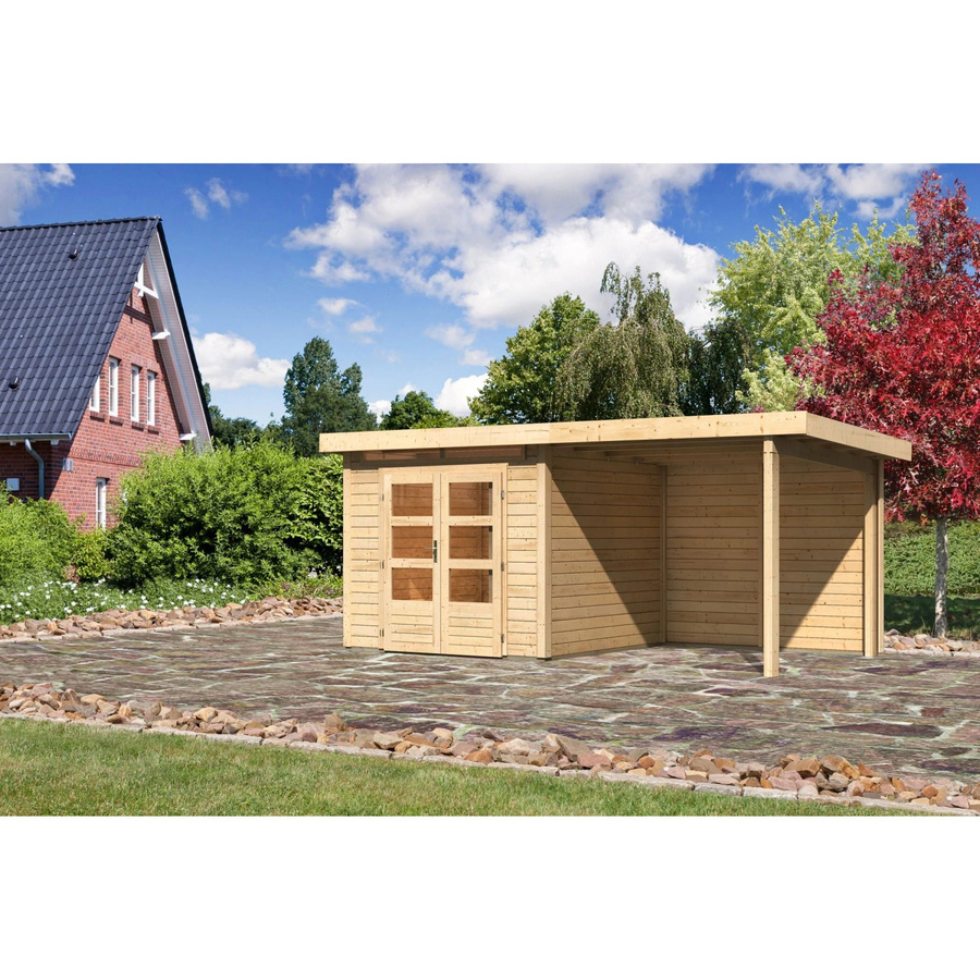 Karibu Holz-Gartenhaus Kumla 3 in Natur mit Pultdach und modernem Design, B/T: 240 x 240 cm - Bild 2