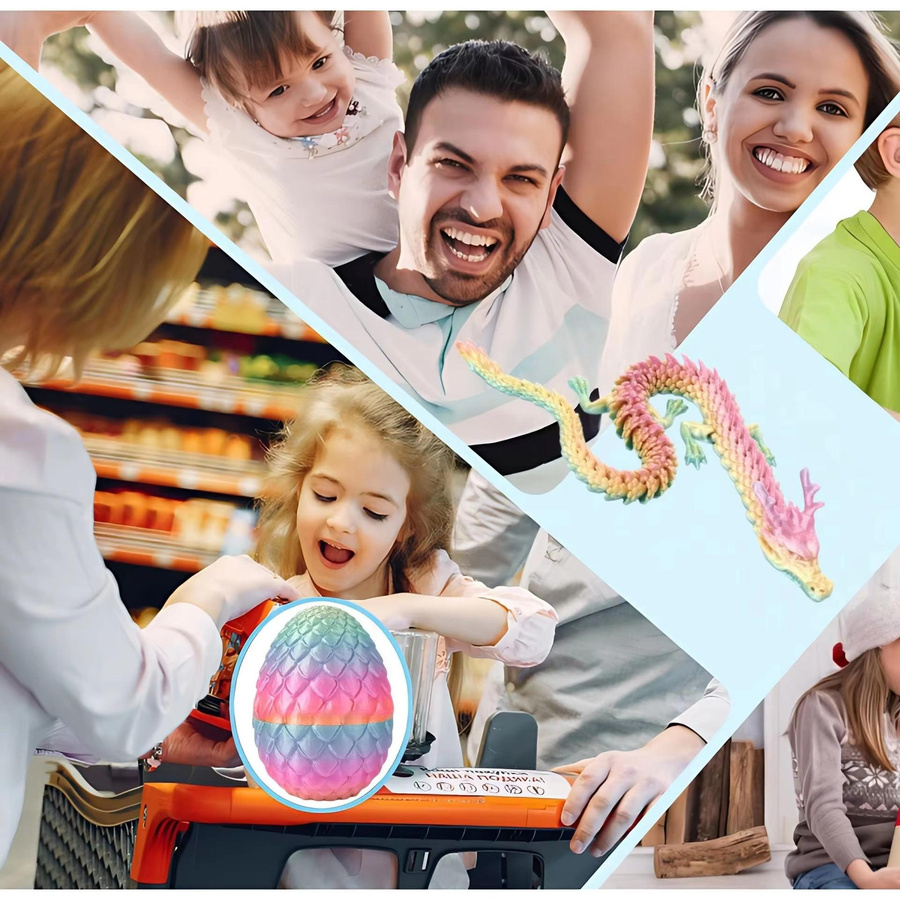 Discover Intime Dracheneier 3D-gedrucktes Gelenkmodell Multicolor Stressabbau Fidget Spielzeug für Kinder und Erwachsene - Bild 1
