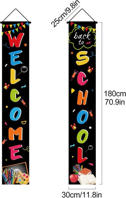 KONNWEI Willkommen zurück zur Schule Banner, Hängendes Textil-Wimpel für Klassenzimmer und Veranda, Mehrfarbig, Breite: 30,0 cm, Höhe: 180,0 cm - Bild 1