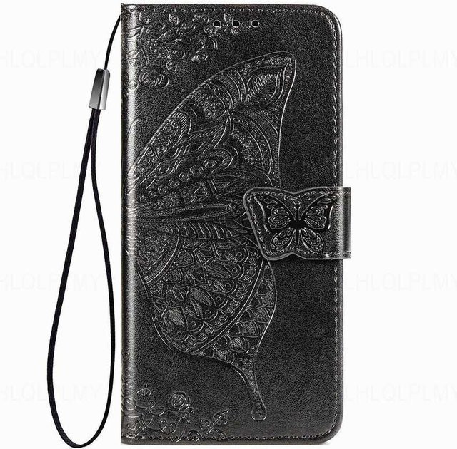 Schmetterling Leder Klapphülle für Samsung Galaxy S26 Ultra A56 A55 A36 A35 A34 A33 A26 A25 A17 A16 A15 A14 A13 in Schwarz - Bild 1