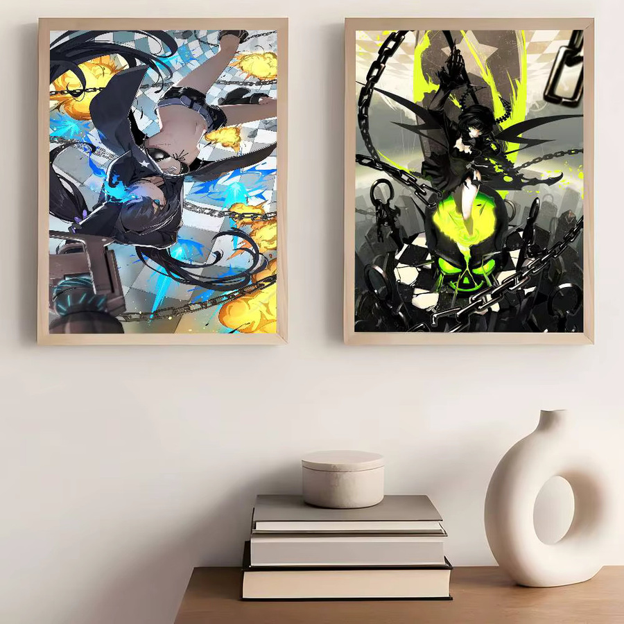 Anime Black Rock Shooter Vintage-Poster als selbstklebender Retro-Kraftpapier-Aufkleber in Multicolour, B/H: 15 x 15 cm - Bild 3